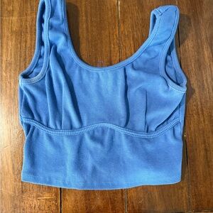 Signature Blue Ribbed Sports Bra